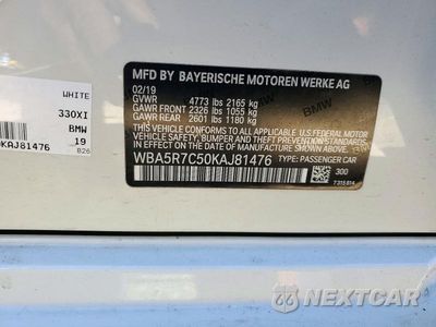 Zdjęcie 12 z 12 samochodu: 2019 BMW 330XI VIN:WBA5R7C50KAJ81476 - miniatura