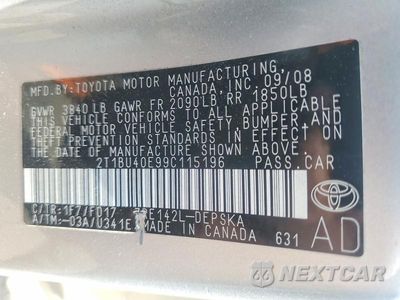 Zdjęcie 12 z 12 samochodu: 2009 TOYOTA COROLLA S VIN:2T1BU40E99C115196 - miniatura