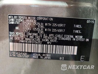 Zdjęcie 13 z 13 samochodu: 2015 TOYOTA RAV4 XLE VIN:JTMRFREV8FD156352 - miniatura