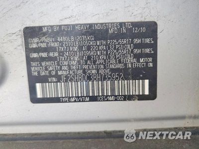 Zdjęcie 13 z 13 samochodu: 2011 SUBARU FORESTER 2.5X PREMIUM VIN:JF2SHBDC3BH735952 - miniatura