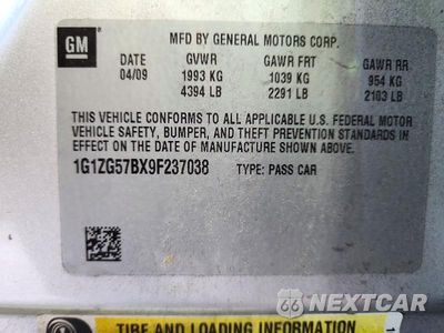 Zdjęcie 12 z 12 samochodu: 2009 CHEVROLET MALIBU LS VIN:1G1ZG57BX9F237038 - miniatura
