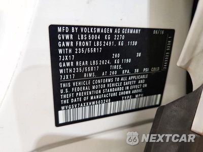 Zdjęcie 13 z 13 samochodu: 2017 VOLKSWAGEN TIGUAN WOLFSBURG VIN:WVGSV7AXXHW503246 - miniatura