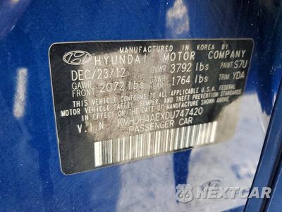 Zdjęcie 13 z 13 samochodu: 2013 HYUNDAI ELANTRA GLS VIN:KMHDH4AEXDU747420 - miniatura