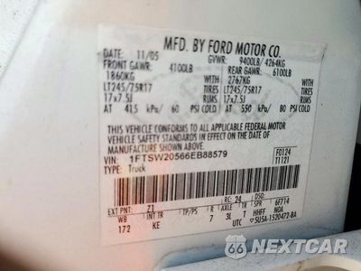 Zdjęcie 12 z 12 samochodu: 2006 FORD F250 SUPER DUTY VIN:1FTSW20566EB88579 - miniatura