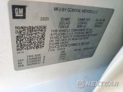 Zdjęcie 12 z 12 samochodu: 2021 CHEVROLET SILVERADO K1500 LT VIN:1GCUYDED9MZ136710 - miniatura