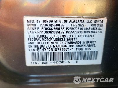 Zdjęcie 14 z 14 samochodu: 2007 HONDA PILOT LX VIN:5FNYF281X7B007141 - miniatura