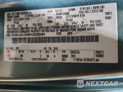 Zdjęcie 13 z 13 samochodu: 2013 FORD ESCAPE TITANIUM VIN:1FMCU9J94DUB28089 - miniatura