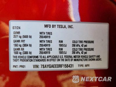Zdjęcie 13 z 13 samochodu: 2024 TESLA MODEL Y VIN:7SAYGAEE0RF158431 - miniatura