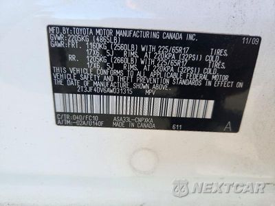 Zdjęcie 13 z 13 samochodu: 2010 TOYOTA RAV4 BASE VIN:2T3JF4DV6AW031315 - miniatura