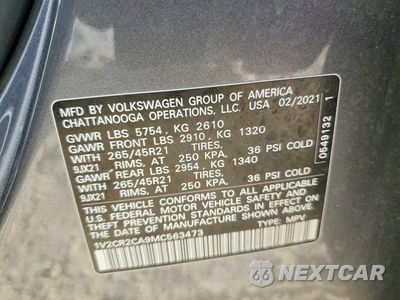 Zdjęcie 13 z 13 samochodu: 2021 VOLKSWAGEN ATLAS SEL R-LINE VIN:1V2CR2CA9MC563473 - miniatura