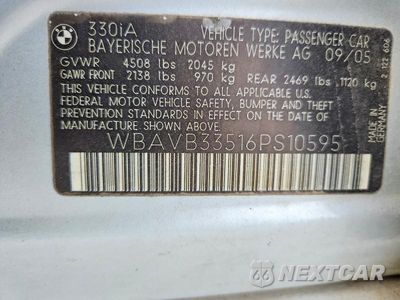Zdjęcie 12 z 12 samochodu: 2006 BMW 330 I VIN:WBAVB33516PS10595 - miniatura