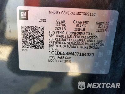 Zdjęcie 12 z 12 samochodu: 2018 CHEVROLET CRUZE LT VIN:1G1BE5SM4J7184030 - miniatura