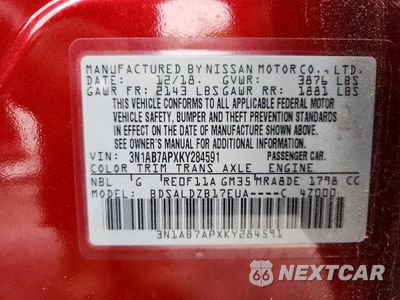Zdjęcie 13 z 13 samochodu: 2019 NISSAN SENTRA SV VIN:3N1AB7APXKY284591 - miniatura