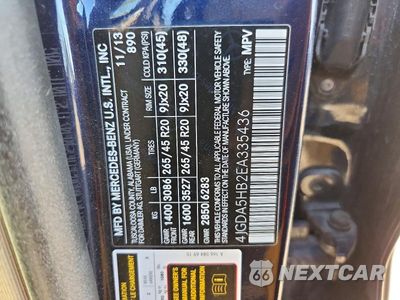 Zdjęcie 12 z 12 samochodu: 2014 MERCEDES-BENZ ML 350 4MATIC VIN:4JGDA5HB2EA335436 - miniatura