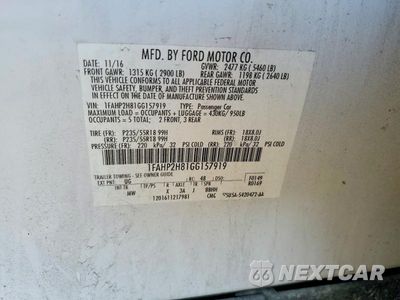 Zdjęcie 12 z 12 samochodu: 2016 FORD TAURUS SEL VIN:1FAHP2H81GG157919 - miniatura