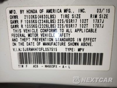 Zdjęcie 12 z 12 samochodu: 2015 HONDA CR-V EXL VIN:5J6RM4H70FL057515 - miniatura