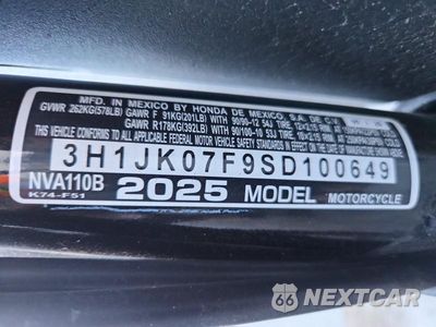 Zdjęcie 8 z 8 samochodu: 2025 HONDA NVA110 B VIN:3H1JK07F9SD100649 - miniatura