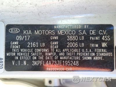 Zdjęcie 12 z 12 samochodu: 2018 KIA FORTE LX VIN:3KPFL4A73JE195248 - miniatura