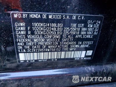 Zdjęcie 13 z 13 samochodu: 2024 HONDA HR-V SPORT VIN:3CZRZ2H51RM758152 - miniatura