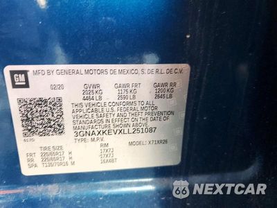 Zdjęcie 13 z 13 samochodu: 2020 CHEVROLET EQUINOX LT VIN:3GNAXKEVXLL251087 - miniatura