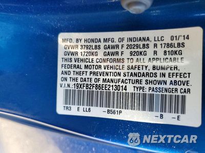 Zdjęcie 13 z 13 samochodu: 2014 HONDA CIVIC EX VIN:19XFB2F86EE213014 - miniatura