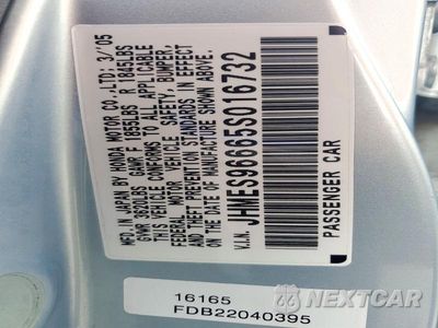 Zdjęcie 12 z 12 samochodu: 2005 HONDA CIVIC HYBRID VIN:JHMES96665S016732 - miniatura