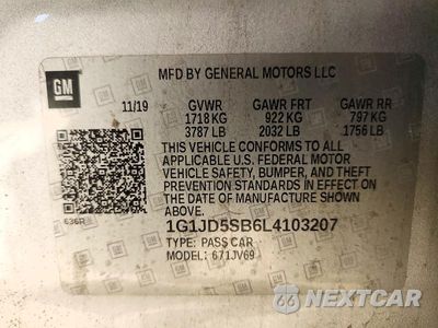Zdjęcie 12 z 12 samochodu: 2020 CHEVROLET SONIC LT VIN:1G1JD5SB6L4103207 - miniatura