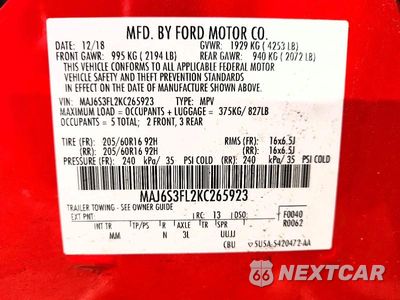 Zdjęcie 13 z 13 samochodu: 2019 FORD ECOSPORT S VIN:MAJ6S3FL2KC265923 - miniatura