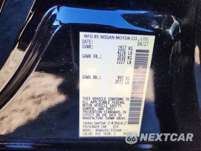 Zdjęcie 12 z 12 samochodu: 2017 NISSAN ALTIMA 2.5 SL VIN:1N4AL3AP5HC249662 - miniatura