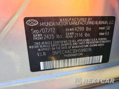 Zdjęcie 12 z 12 samochodu: 2013 HYUNDAI SONATA LIMITED VIN:5NPEC4AC3DH599076 - miniatura