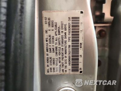 Zdjęcie 13 z 13 samochodu: 2007 HONDA ACCORD EX VIN:1HGCM56817A211788 - miniatura