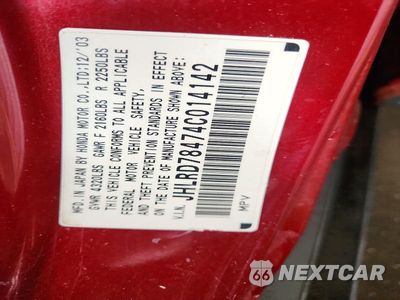 Zdjęcie 13 z 13 samochodu: 2004 HONDA CR-V LX VIN:JHLRD78474C014142 - miniatura