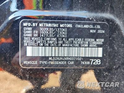 Zdjęcie 12 z 12 samochodu: 2024 MITSUBISHI MIRAGE ES VIN:ML32AUHJXRH037102 - miniatura