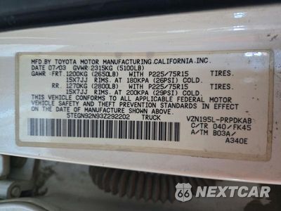 Zdjęcie 12 z 12 samochodu: 2003 TOYOTA TACOMA PRERUNNER V6 VIN:5TEGN92N93Z292202 - miniatura