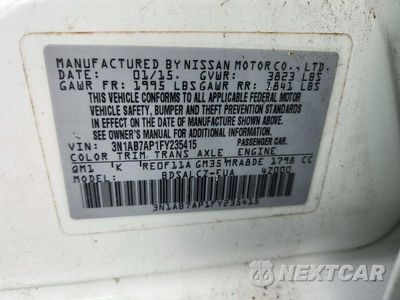 Zdjęcie 12 z 12 samochodu: 2015 NISSAN SENTRA S VIN:3N1AB7AP1FY235415 - miniatura