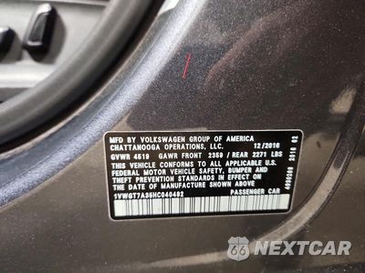 Zdjęcie 12 z 12 samochodu: 2017 VOLKSWAGEN PASSAT SE VIN:1VWGT7A35HC040492 - miniatura