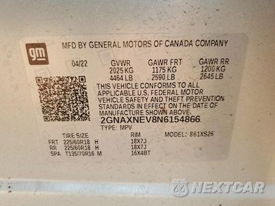 Zdjęcie 14 z 14 samochodu: 2022 CHEVROLET EQUINOX PREMIER VIN:2GNAXNEV8N6154866 - miniatura