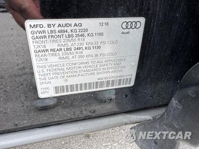 Zdjęcie 12 z 12 samochodu: 2017 AUDI Q3 PREMIUM VIN:WA1ECCFS2HR013714 - miniatura