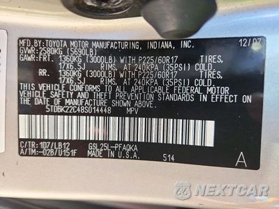 Zdjęcie 13 z 13 samochodu: 2008 TOYOTA SIENNA XLE LIMITED VIN:5TDBK22C48S014448 - miniatura