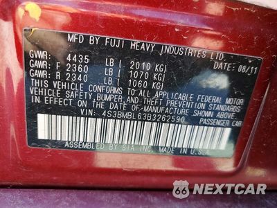 Zdjęcie 12 z 12 samochodu: 2011 SUBARU LEGACY 2.5I LIMITED VIN:4S3BMBL63B3262590 - miniatura