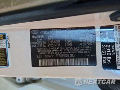 Zdjęcie 13 z 13 samochodu: 2007 HYUNDAI SANTA FE SE VIN:5NMSH13E57H002383 - miniatura