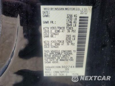 Zdjęcie 12 z 12 samochodu: 2013 NISSAN TITAN S VIN:1N6AA0EJXDN302744 - miniatura