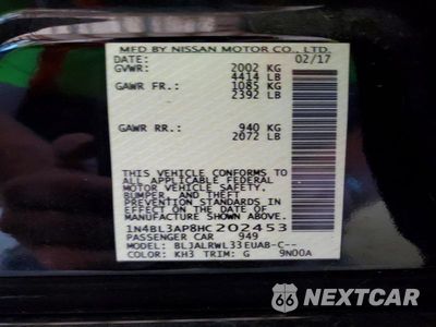 Zdjęcie 12 z 12 samochodu: 2017 NISSAN ALTIMA 3.5 SL VIN:1N4BL3AP8HC202453 - miniatura