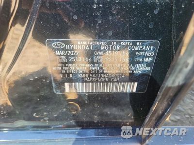 Zdjęcie 13 z 13 samochodu: 2022 HYUNDAI SONATA HYBRID LIMITED VIN:KMHL54JJ9NA049014 - miniatura