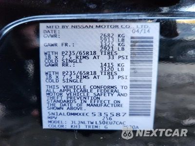 Zdjęcie 14 z 14 samochodu: 2014 INFINITI QX60 BASE VIN:5N1AL0MMXEC535587 - miniatura