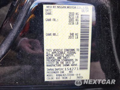 Zdjęcie 12 z 12 samochodu: 2015 NISSAN ALTIMA 2.5 SL VIN:1N4AL3AP1FC154271 - miniatura