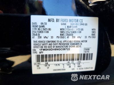 Zdjęcie 13 z 13 samochodu: 2022 FORD EXPLORER XLT VIN:1FMSK8DH8NGC08722 - miniatura