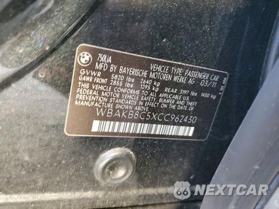 Zdjęcie 12 z 12 samochodu: 2012 BMW 750 LI VIN:WBAKB8C5XCC962430 - miniatura