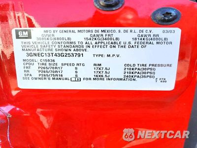 Zdjęcie 12 z 12 samochodu: 2003 CHEVROLET AVALANCHE C1500 VIN:3GNEC13T43G253791 - miniatura