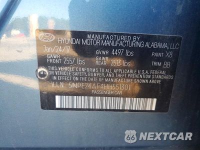 Zdjęcie 12 z 12 samochodu: 2017 HYUNDAI SONATA SE VIN:5NPE24AF4HH551301 - miniatura
